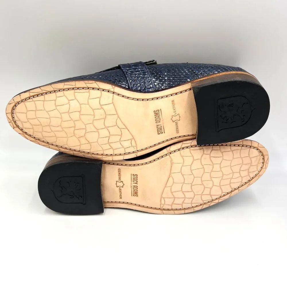 Stacy Adams Mens Size 9 Pacetti Snake Croc Blue Leather Tassel‎ Loafers Shoes